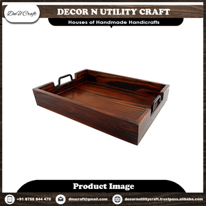 Bandeja DE SERVICIO DE MADERA Sheesham India hecha a mano, estilo único de lujo con asa, bandeja de cocina de tamaño personalizado, venta de servicio de alimentos para uso doméstico - Product Image 3