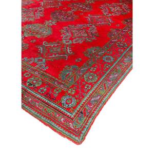 Alfombra Grande de Lana Anudada a Mano Aalam, Diseño Abstracto con Medallón Rojo Naranja, Rectangular, para el Hogar, Modelo Paem-327, para Entrada, Pasillo, Sala de Estar - Product Image 2