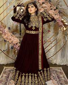 Robe afghane vintage pour femmes de la meilleure qualité, respirante, fabriquée au Pakistan, 100% polyester, broderie, volants, appliques, mariage, fête - Product Image 2