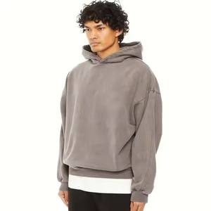 Sudadera con capucha extragrande unisex personalizada de alta calidad 100% jersey negro de algodón con estampado de hojaldre, logotipo impreso - Product Image 3