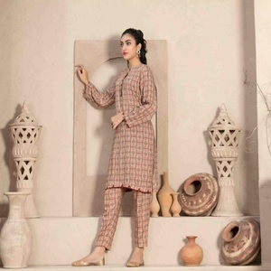 Top Branded Pakistani 100% <b>Linen</b> Girls Suits Original Digital Print Tawakkal Design Woven Lace Button 2-Piece <b>Set</b> Natural Color - Product Image 1