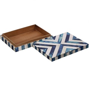 Joyero Rectangular de lujo hecho a mano con incrustaciones de hueso patrón único, embalaje decorativo para almacenamiento o regalo - Product Image 1