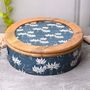 หม้อตุ๋นเซรามิกอะลูมิเนียมลายดอกไม้ Sea-bloom Alluring พร้อมฝาไม้ สำหรับอุ่นอาหาร ทำอาหาร และจัดเลี้ยงที่บ้าน - Product Image 2