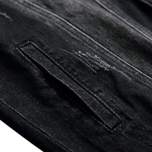 Veste en jean Hip Hop vintage taille haute pour homme 100% coton imperméable lavable brodé style droit avec motif solide - Product Image 6