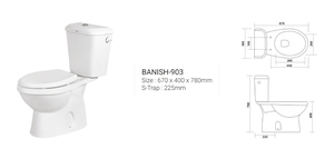 Nuevo stock de inodoro de dos piezas de cerámica de estilo occidental para uso doméstico y comercial del proveedor de artículos sanitarios - Product Image 4