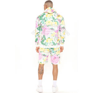 Sudadera con capucha y pantalones cortos con logotipo personalizado para hombre, superventas, superventas, conjunto de pantalones cortos con bolsillo y cordón en los hombros - Product Image 2