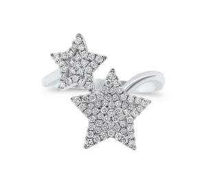 Anillo de estrella abierta de oro macizo de 14 quilates diseñado con diamantes cultivados en laboratorio en un estilo único inspirado en lo celestial. Un anillo delicado y elegante. - Product Image 4