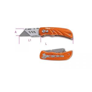 Cuchillo industrial BETA con hoja trapezoidal y mango de aluminio 5 hojas de repuesto (paquete múltiple) Diseño plegable - Product Image 1