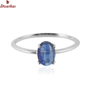 Bague en argent sterling 925 sertie de cyanite naturelle, design classique et simple, dernière tendance pour femmes. - Product Image 3