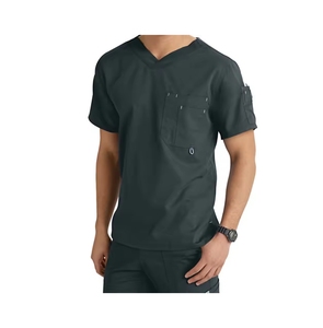 New Arrival KATBROS INDUSTRY Custom Made Men's Medical <b>Scrub</b> <b>Tops</b> Summer V-Neck Casual Short Sleeve Cotton Polyester Spandex - Product Image 6