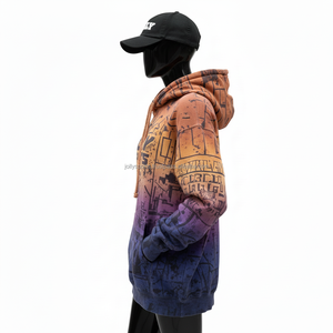 Sweat à capuche pour femme Sun Fade 300 à 320 GSM Mélange de coton premium Doux Respirant Couleurs dégradées Logo personnalisé Impression à l'écran Lavage Sweat à capuche - Product Image 3