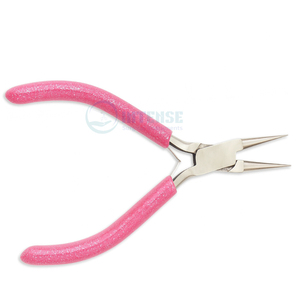 OEM Custom Logo 130mm Nose Pliers Glitter Line Pink Grip Jewelry <b>Making</b> Tools Stainless Steel <b>Beading</b> DIY Craft Wholesale for - Product Image 1