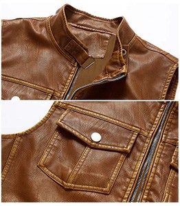 High Quality Waterproof Breathable <b>Plus</b> <b>Size</b> Genuine Leather Thick Sportswear <b>Biker</b> Motorcycle Vest KADIA Brand YKK Zipper - Product Image 4