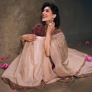 Venta al por mayor Listo para usar Chinon Sarees con bordado detallado Elegante colección de Sari precosido para minoristas de moda - Product Image 6