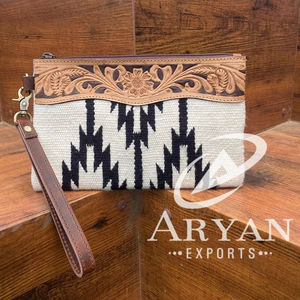 Sac à main de couverture multi-selle fait à la main avec cuir repoussé Style occidental en cuir véritable pochette portefeuille de luxe cadeau pour elle - Product Image 1