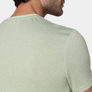 T-shirts de sport pour hommes, coupe ajustée, décontractés, respirants, en jersey de coton et élasthanne 180g, séchage rapide, avec motif, couleur unie - Product Image 5