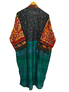 Kimono pour femme Robe d'été Bikini Cover Up Night Wear Long Robe, fait à la main indien Vintage en soie recyclée Sari Kimono, - Product Image 6