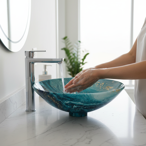 Motif abstrait rond en métal comptoir Art évier luxe Vintage Design dessus de table salle de bain salle de bain bassin usine en gros - Product Image 4