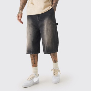Pantalones Cortos de Mezclilla para Hombre, 100% Algodón, Transpirables, Tejidos, Lavados, con Bolsillos Cargo, Cintura Media, Estilo Casual Urbano, para Verano - Product Image 1