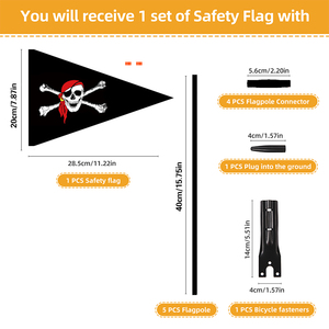 <span class=keywords><strong>Drapeau</strong></span> <span class=keywords><strong>de</strong></span> sécurité pour vélo, motif pirate, crâne, 20x30cm, hauteur réglable, tige en fibre <span class=keywords><strong>de</strong></span> verre robuste, polyester écologique, <span class=keywords><strong>drapeau</strong></span> couleur pleine - Product Image 4