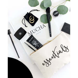 Sac de rangement de maquillage de voyage écologique Essentials, en toile de coton portable avec logo personnalisé et motif lettres - Product Image 3