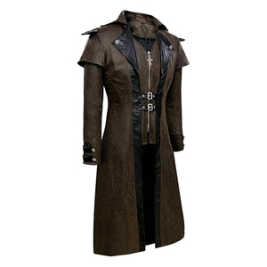 Gabardina de cuero de manga larga para hombre de mejor Material abrigo con logotipo bordado personalizado hecho con estilo - Product Image 3