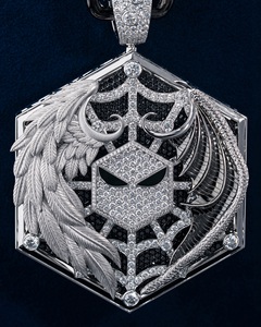 Pendentifs et breloques personnalisables en or plaqué 14 carats avec moissanite véritable taille brillant, certifiés IGI, pour hommes et femmes, design superposé - Product Image 1
