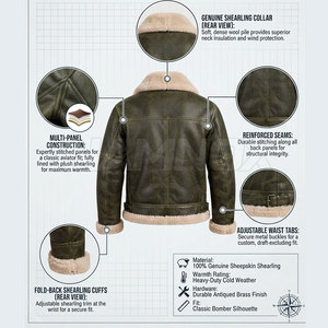 Comfortable <b>Men</b> <b>Shearling</b> Winter <b>Jacket</b> Breathable <b>Shearling</b> <b>Jacket</b> Sustainable <b>Shearling</b> <b>Jacket</b> - Product Image 5