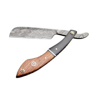 Rasoir de barbier professionnel à bord droit damas pour le rasage des hommes manche en bois de qualité salon avec fonction de sécurité pour une utilisation corporelle - Product Image 3