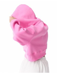 Top corto de gran tamaño con mangas de globo y hombros caídos y capucha de Color sólido de alta calidad personalizado para mujer, Jersey de algodón para invierno y otoño - Product Image 6