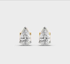Boucles d'oreilles solitaires en diamant de laboratoire taille poire en or blanc/rose/jaune 18 carats pour fiançailles, mariage et cadeaux d'anniversaire - Product Image 1