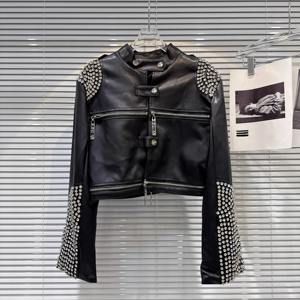 Chaqueta de cuero con remaches Steampunk Rock para mujer, ropa informal corta ajustada, bordado gótico, abrigo de locomotora de cuero Pu para mujer - Product Image 4