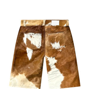 Best Selling Men's Satin <b>Short</b> Pakistan Brown and White Cow Hair Embroidered Breathable <b>Leather</b> Hot Pattern - Product Image 3