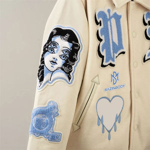 Chaqueta Universitaria de Béisbol para Hombre, Estilo Letterman, de Algodón 100%, Manga Corta, Estampada, para Verano, en Oferta - Product Image 4