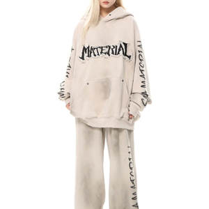 Men Winter Distressed Zipper-Up Fleece <b>Hoodie</b> with Digital Printing and Chain <b>Stitch</b> Embroidery - Product Image 4