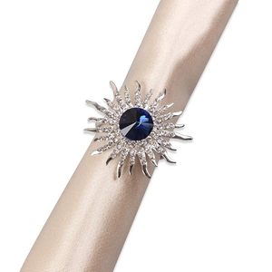 Antique & Gorgeous <b>Sunflower</b> Shaped Napkin <b>Ring</b> With Metal & Blue Crystal Napkin <b>Ring</b> for Parties Dinner & New Year - Product Image 5