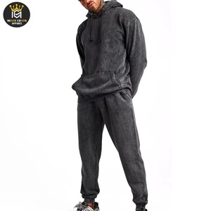 Survêtement vintage pour hommes, 100% coton, style baggy, col à capuche, motif uni, écologique, pour l'hiver, vente en gros - Product Image 1