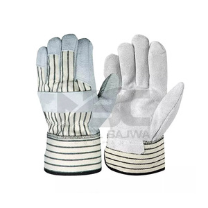 Guantes de seguridad de Palma de cuero de vaca divididos estándar para la construcción Anti-Corte antideslizante cómodo conducción de soldadura protectora - Product Image 3