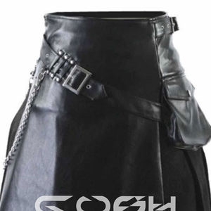 Kilt Viking en cuir noir gothique gladiateur vintage pour homme avec sangle en cuir réglable boucle et poche latérale - Product Image 4