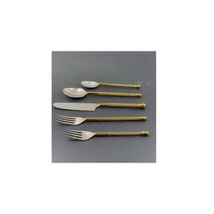 Long manche poli or avec couverts en argent poli ensemble de mariage argenterie en acier inoxydable fourchette cuillère ensemble de couverts - Product Image 1