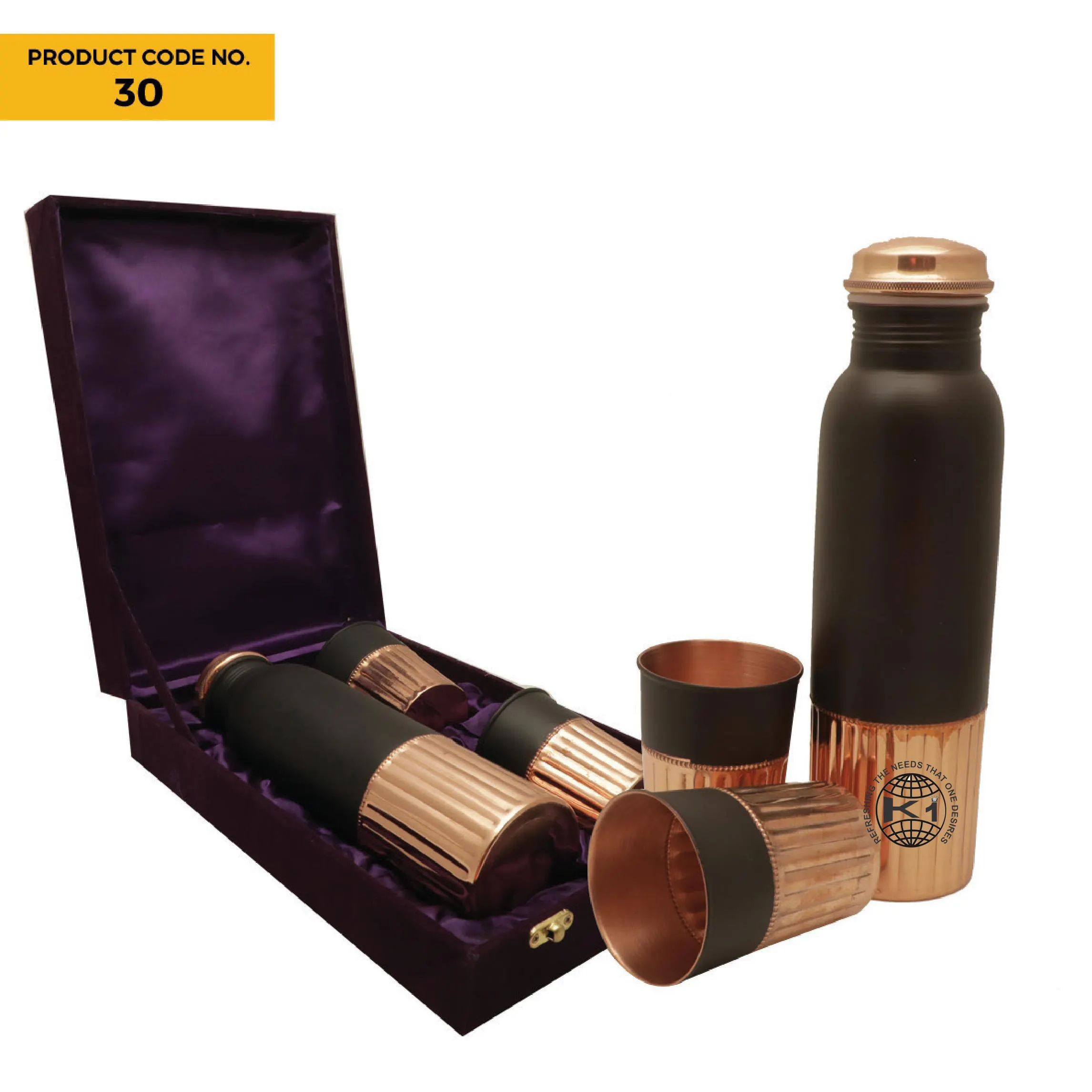 Indian Ayurveda 100% Pure Copper Water Bottles Joint Free Leak Proof Tumbler Flash Yoga Health Benefits KING