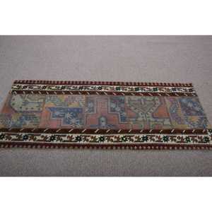 Turkish Rug, 2,3x5,5 ft Small Rug, <b>Brown</b> Red <b>Wool</b> Rug - Product Image 3