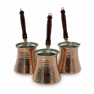 Ensemble de 3 pièces classique en cuivre Bakr pour Cezve avec design traditionnel lourd El Dvme - Product Image 4