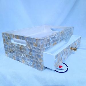 Plateau de service rectangulaire en bois d'os MDF de taille personnalisée de qualité supérieure incrustation de nacre Collections Maaz fabriquées à la main usage domestique nourriture - Product Image 2