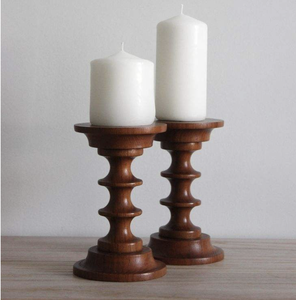 Portavelas de madera decorativo hecho a mano único, soporte de vela de estilo moderno de Color marrón para Decoración de mesa de boda - Product Image 5