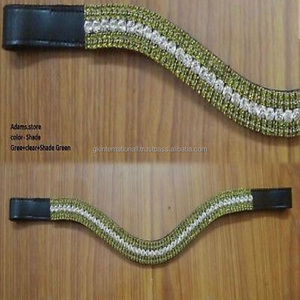 Cristales multicolores de 5 filas, diamantes de imitación, diseño mega ostentoso, en forma de onda, negro o marrón, banda de cuero premium para cejas de caballo, todos los tamaños - Product Image 5