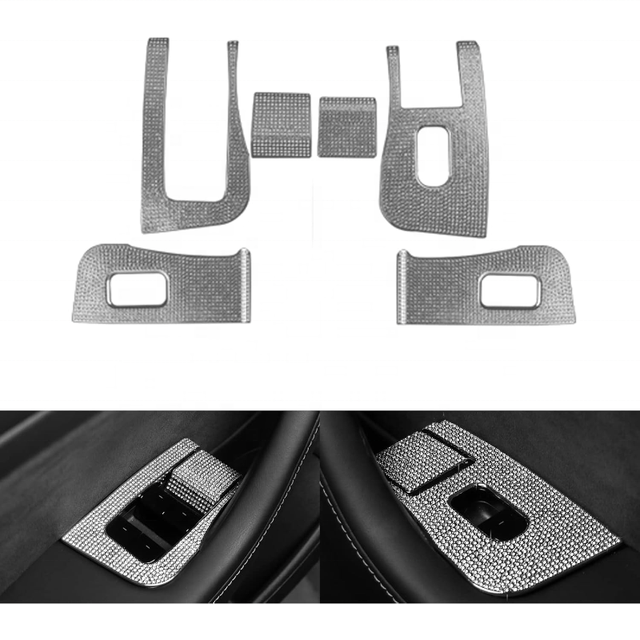 Model 3 Y Bling Crystal Window Control Panel Cover Door Lock Switch Decal /Set Compatible for Tesla Model 3 Y Accessories