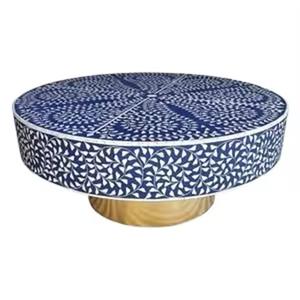 Table basse en incrustation d'os magnifiquement fabriquée à la main Dernière conception Table centrale faite à la main de forme ronde Meubles décoratifs en incrustation d'os - Product Image 1