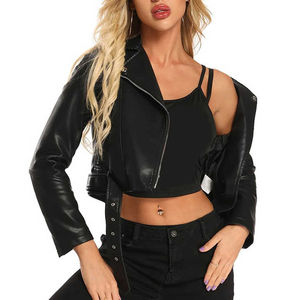Chaqueta de Cuero Genuino de Alta Calidad para Mujer, Diseño Clásico de Motociclista, Cuello Alto, Ajustada, Transpirable - Product Image 5