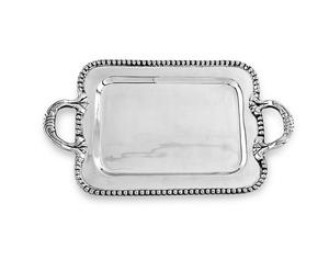Plateau rectangulaire en laiton perlé plaqué argent aspect classique qualité supérieure meilleure vente plat en laiton luxe élégant assiette en laiton - Product Image 1